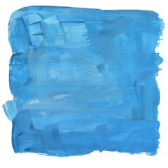 Blue spot painted with oil paint and isolated on white background