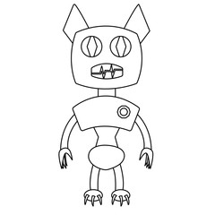 Bat shape robot. Isolated outline vector illustration