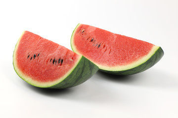 Watermelon slices on white background