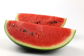 Watermelon slices on white background