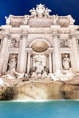 Trevi Fountain, Italian: Fontana di Trevi, illuminated by night in Rome, Italy.
