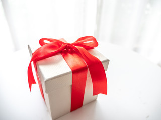 Christmas gift box on white background for design