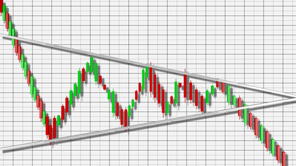 Bearish Pennant Stock Chart Pattern 3D Illustration