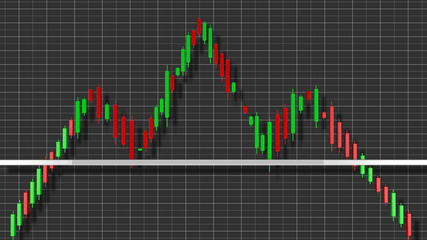 Head and Shoulders Stock Chart Pattern 3D Illustration