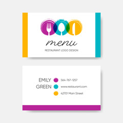 Modern business card template vector restaurant menu design