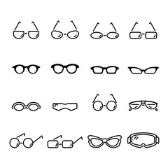 glasses line icon set