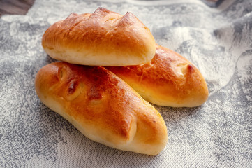 Freshly baked fragrant homemade small meat patties with an appetizing crust