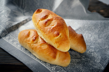 Freshly baked fragrant homemade small meat patties with an appetizing crust