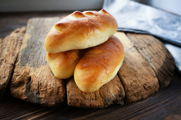 Freshly baked fragrant homemade small meat patties with an appetizing crust