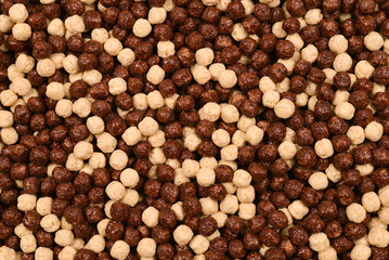 Chocolate corn flakes  as a background.