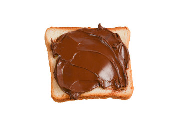 Сhocolate paste sandwich isolated on white background.