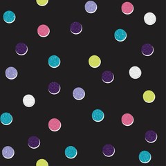 Dots print seamless vector pattern for girls. Neon girlish dots print, dots simple glitter background