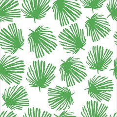 palm leaves print seamless vector pattern for girls. Nature girlish palm leaves print, bright background