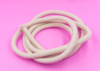 White hemp Rope ready to use on pink pastel background