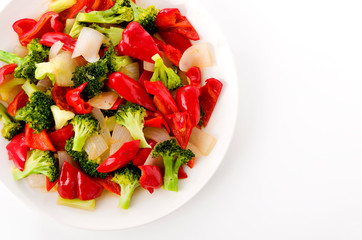 赤ピーマンとブロッコリーの炒め物