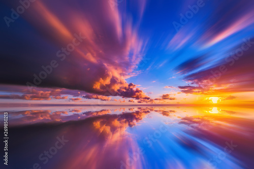 Beautiful Sunset Sea Background Multicolored Sunset