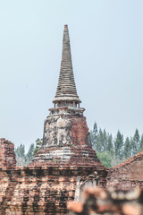 Obraz premium brick, thailand, architecture, old, asia, buddhism, ancient, religion, pagoda, buddhist, culture, famous, stupa, temple, buddha, building, historical, landmark, ayuthaya, palace, antique, praying, des