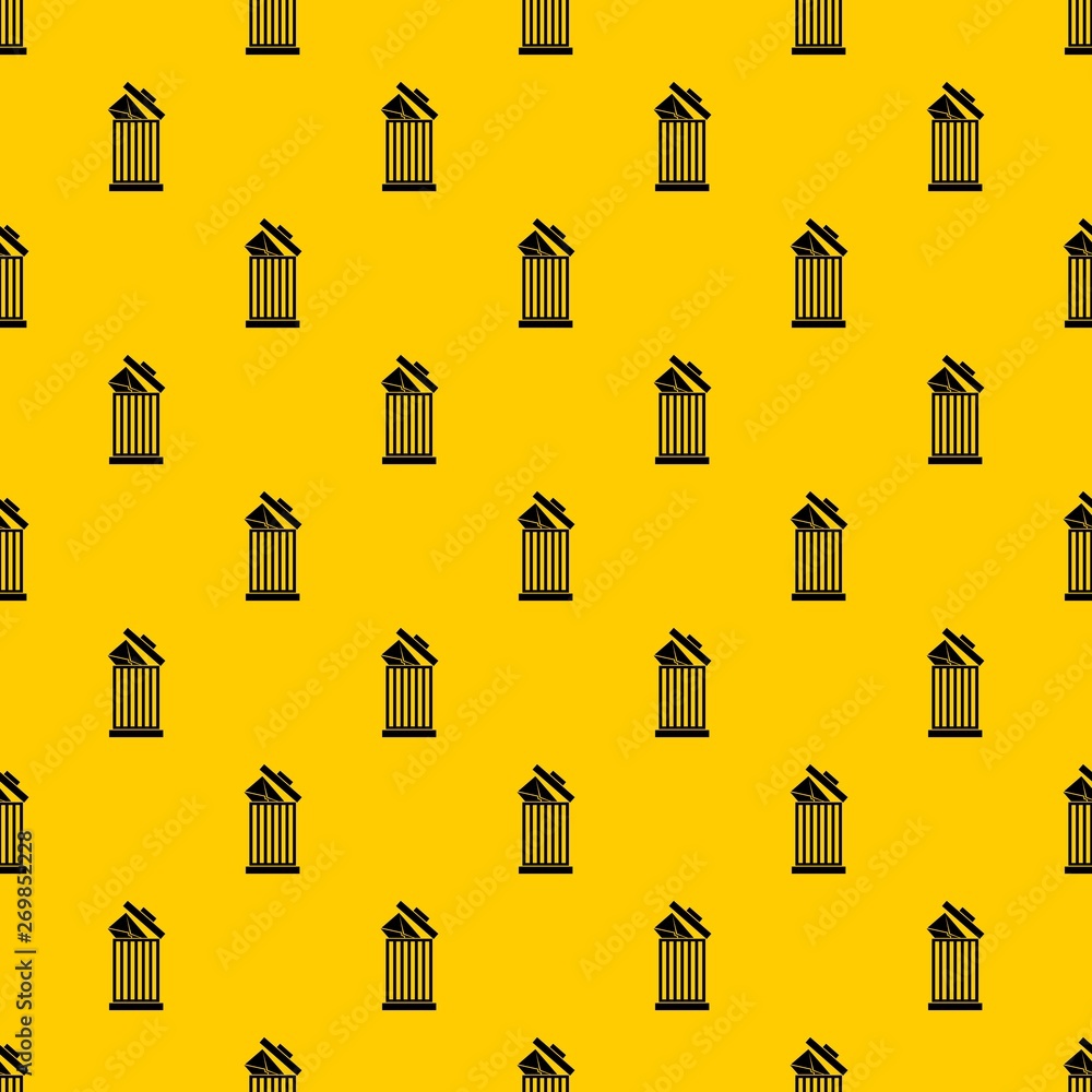Poster envelope in trash bin pattern seamless vector repeat geometric yellow for any design