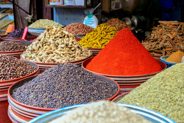 Traditional Spices at the market Marrakesh, Morocco