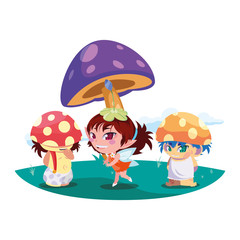 fungus elfs and fairy in the garden
