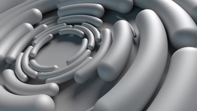 3d render abstract background with concentric arcs. Smooth round rotated elements. Loopable animation.