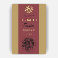 Vector illustration sketch - italian food. Pack of pasta. Fusilli.