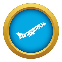 Aircraft icon blue vector isolated on white background for any design