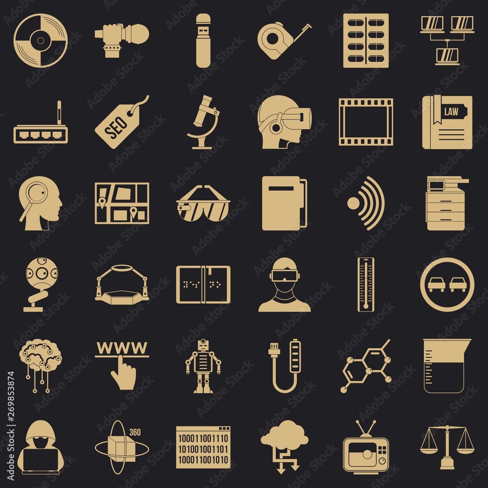 Poster information icons set. simple style of 36 information vector icons for web for any design