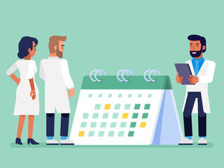 Online scheduling medical examination. Vector flat illustration