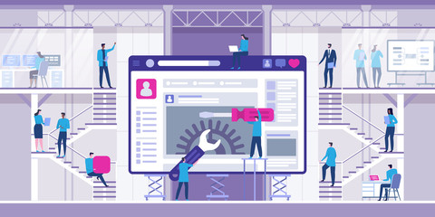 Modern flat design concept of Web Development for website.