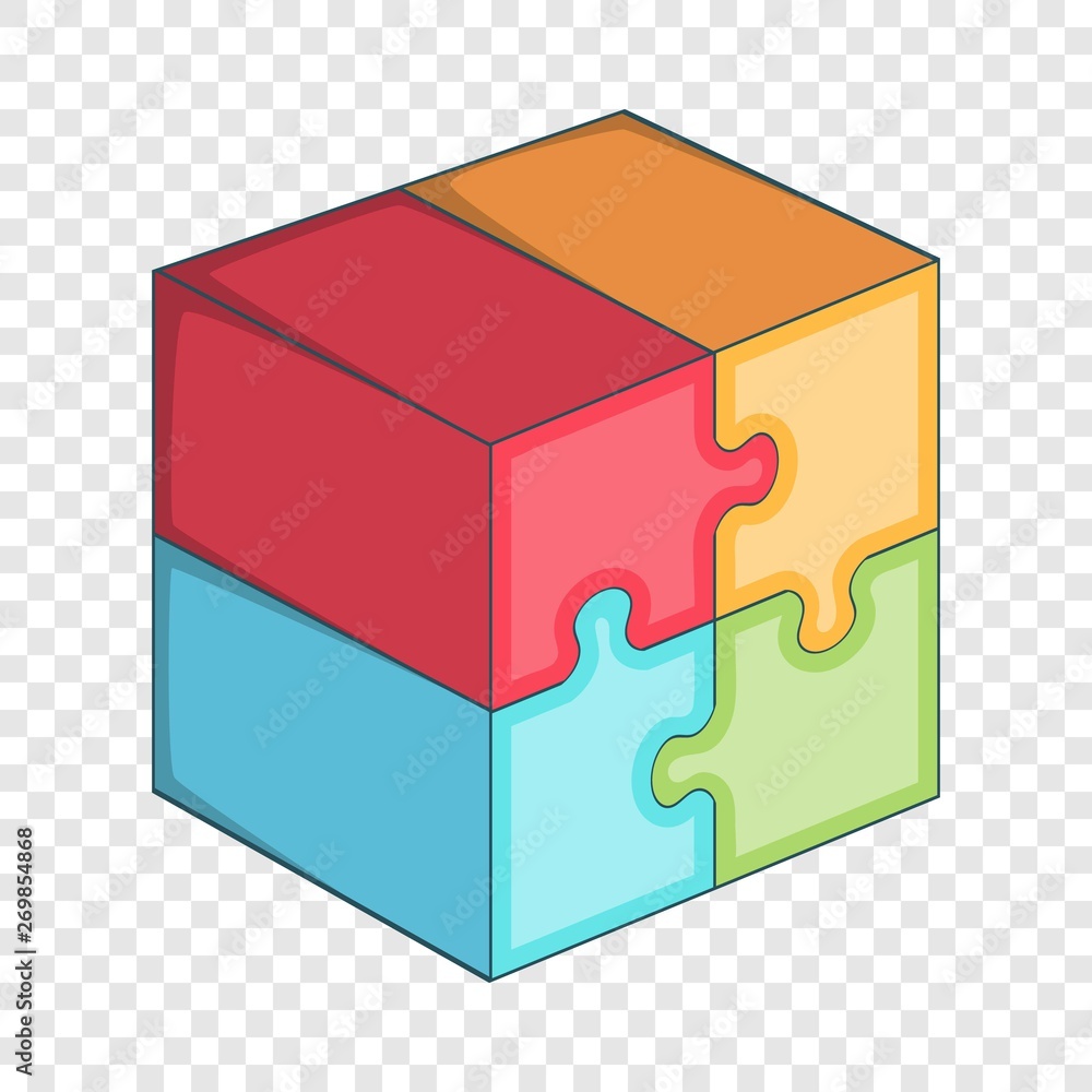 Aufkleber puzzle cube icon. cartoon illustration of puzzle cube vector icon for web