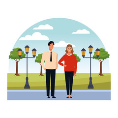 couple avatar cartoon character vector illustration