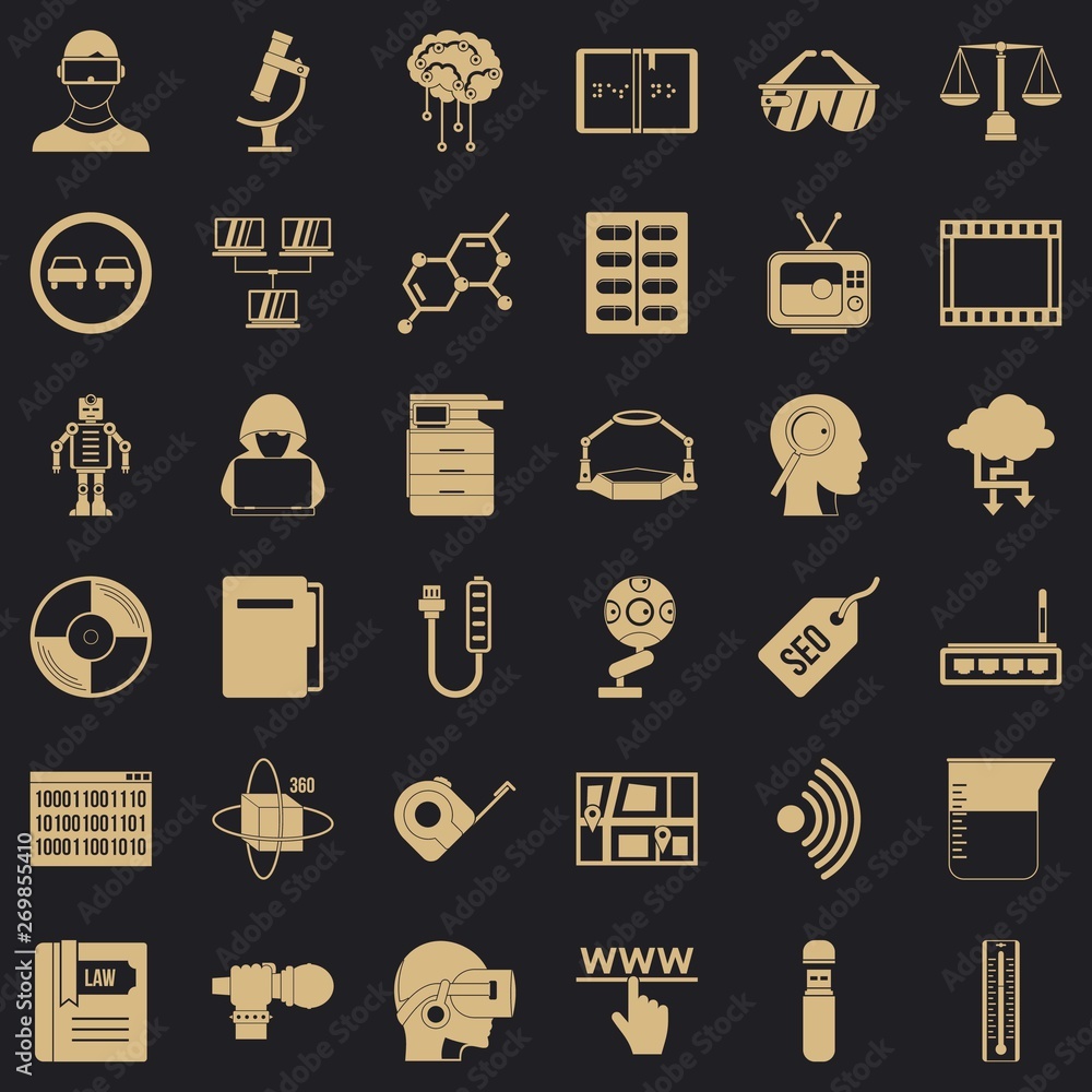 Poster seo icons set. simple style of 36 seo vector icons for web for any design