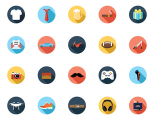 Father's Day Flat Icon set, Gift Idea for dad concept 
