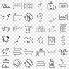 Shower icons set. Outline style of 36 shower vector icons for web for any design