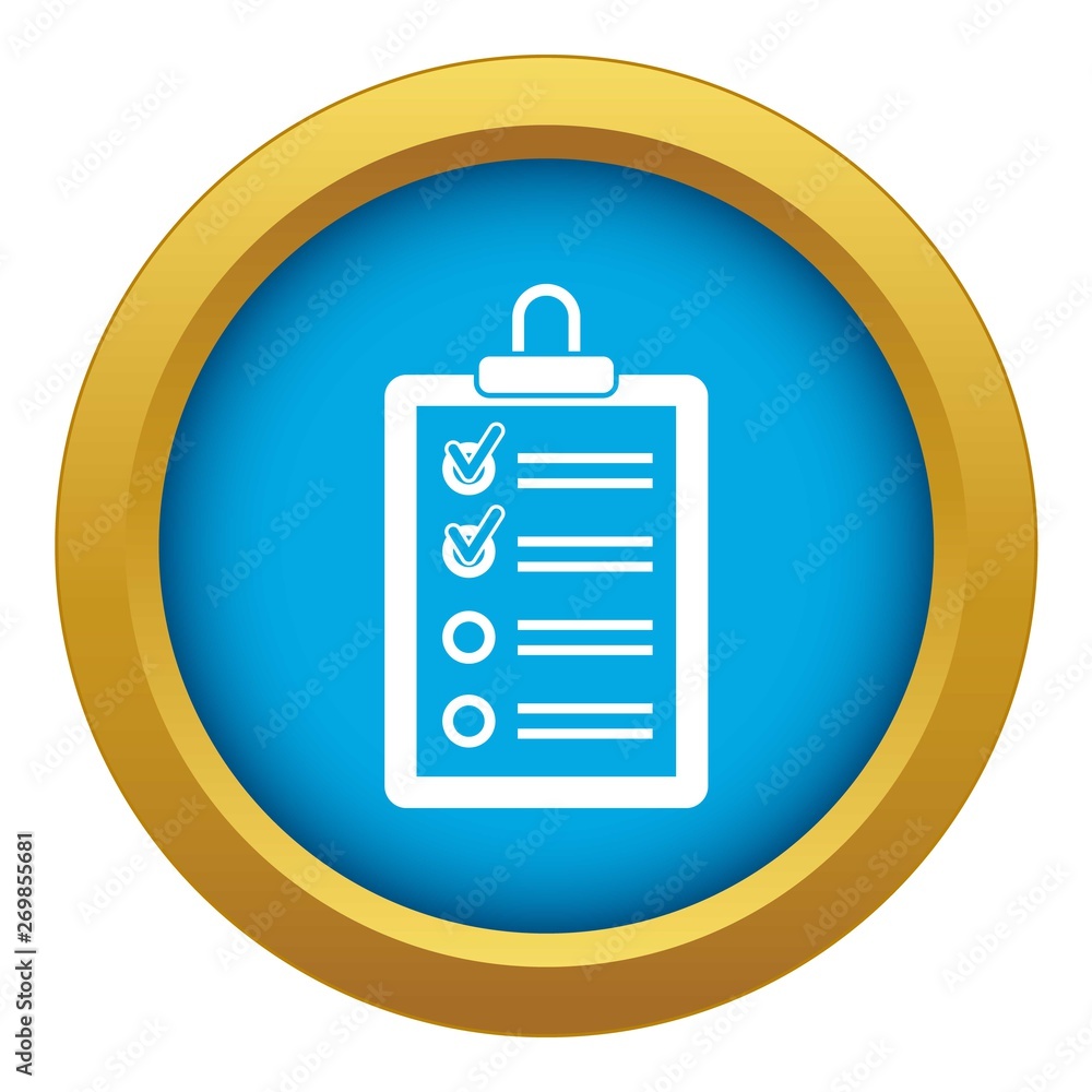 Poster clipboard with to do list icon blue vector isolated on white background for any design