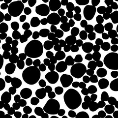 Vector seamless hand draw polka dot brush black and white pattern.