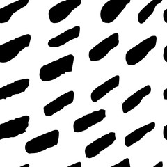 Seamless hand drawn Doodle strips brush black and white pattern