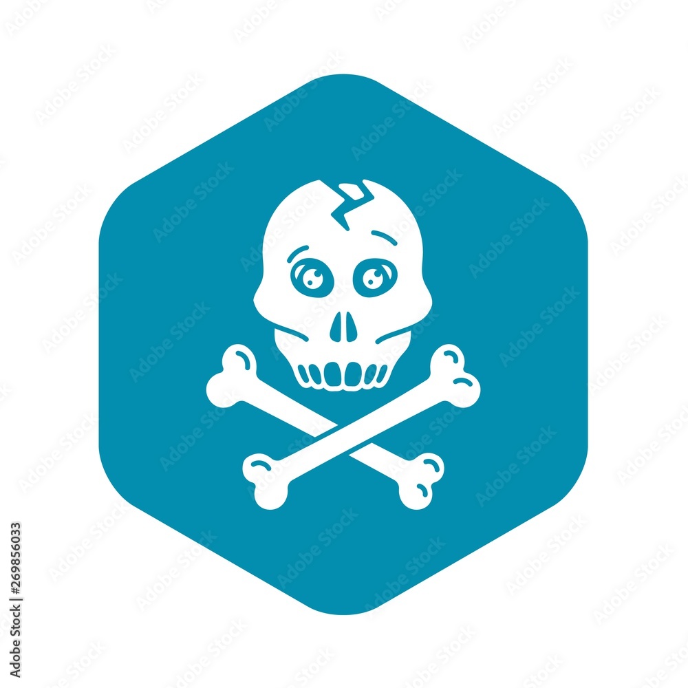 Poster skull bone icon. simple illustration of skull bone vector icon for web design isolated on white back