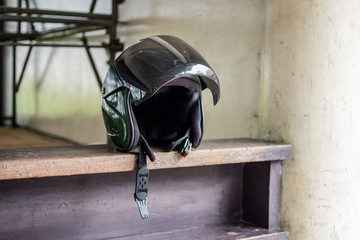 Anti knock helmet on the table