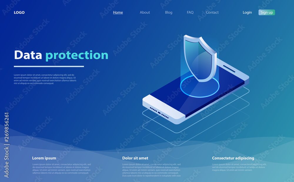 Poster data protection concept. network data security. safety, confidential data protection, concept with c