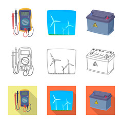 Vector design of electricity and electric sign. Set of electricity and energy stock symbol for web.