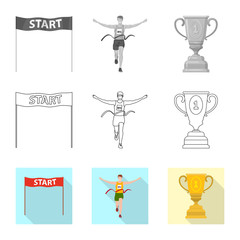Vector illustration of sport  and winner logo. Collection of sport  and fitness  stock symbol for web.