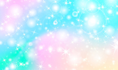 Unicorn rainbow background. Holographic sky