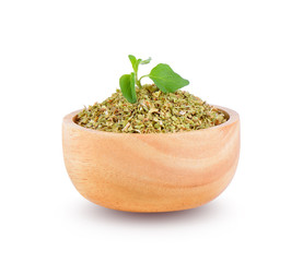 dried oregano on white background