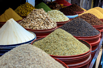 Traditional Spices at the market Marrakesh, Morocco