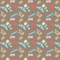 pattern seamless set of equipment lifewild. pastel color flat design style. vector illustration eps10