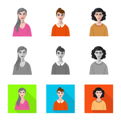 Vector design of hairstyle and profession  symbol. Set of hairstyle and character  stock symbol for web.