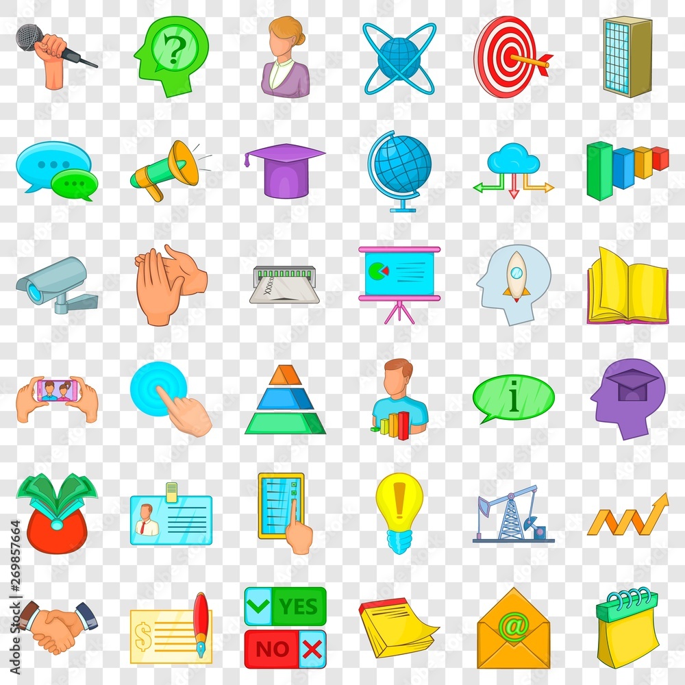 Poster concilium icons set. cartoon style of 36 concilium vector icons for web for any design