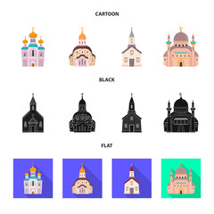 Vector illustration of cult and temple symbol. Set of cult and parish stock vector illustration.